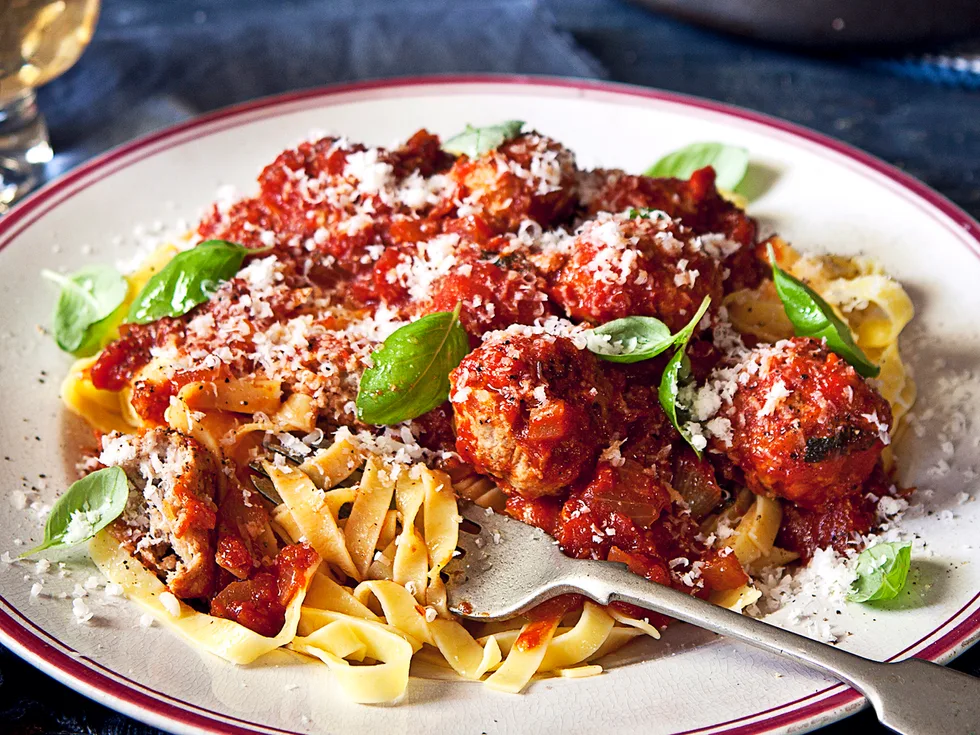 Pork, Fennel and Apple Meatballs Tagliatelle