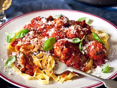 Pork, Fennel and Apple Meatballs Tagliatelle