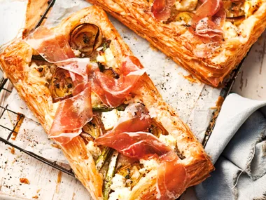 PROSCIUTTO, ASPARAGUS, LEEK and RICOTTA TARTS