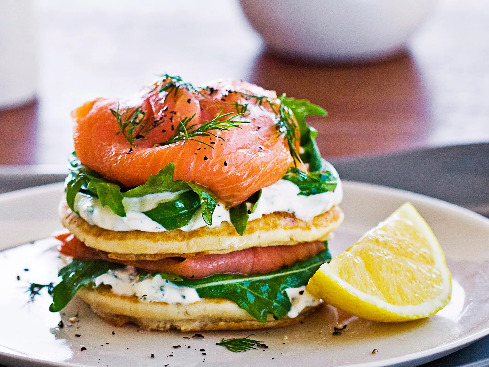Smoked salmon stacks