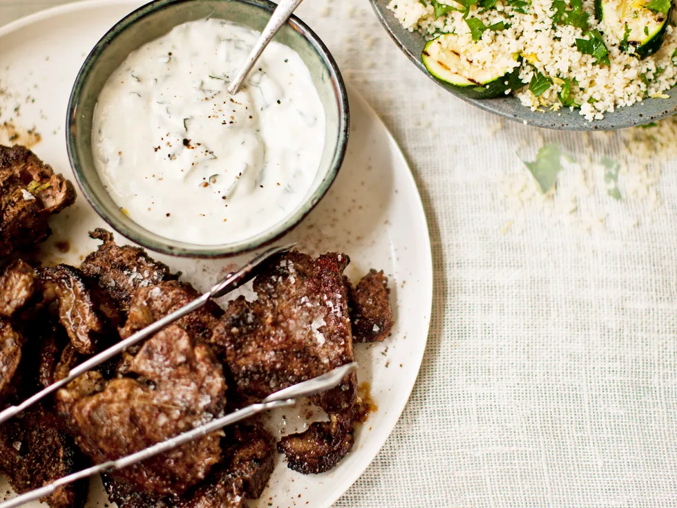 Sumac lamb with couscous and minted yoghurt