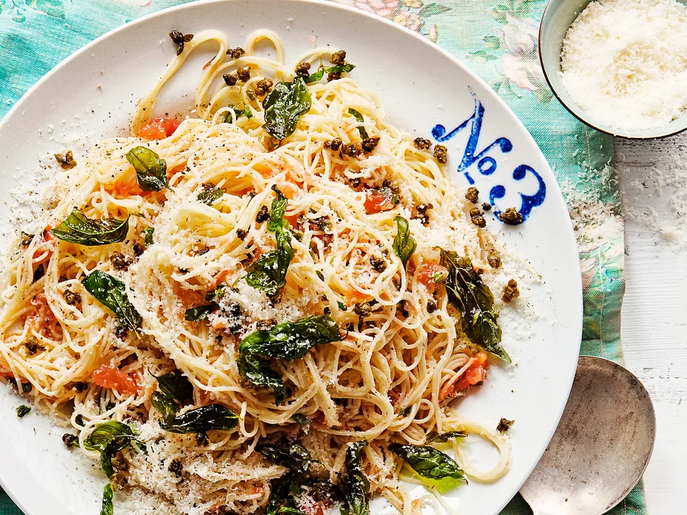 SUPER - SIMPLE TOMATO, BASIL AND CRISPY CAPER ANGEL HAIR