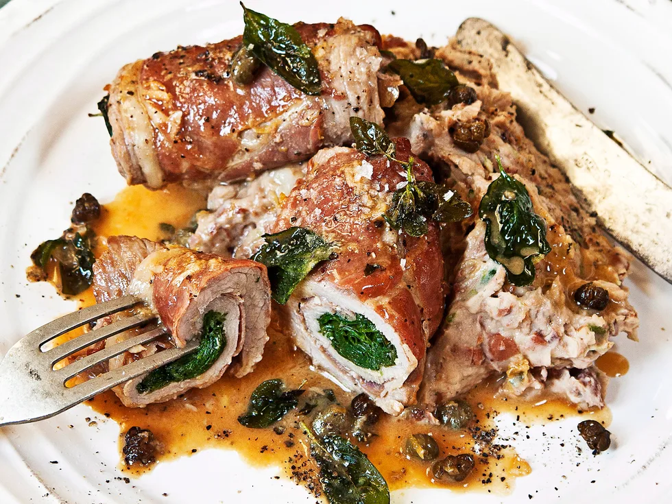 Veal and spinach involtini