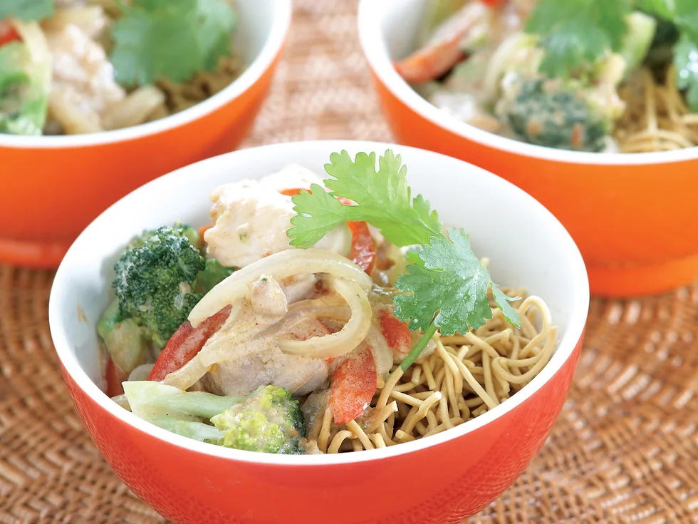 Satay Chicken with Crunchy Noodles