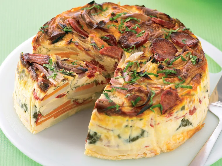 Potato, Chorizo and Spinach Bake