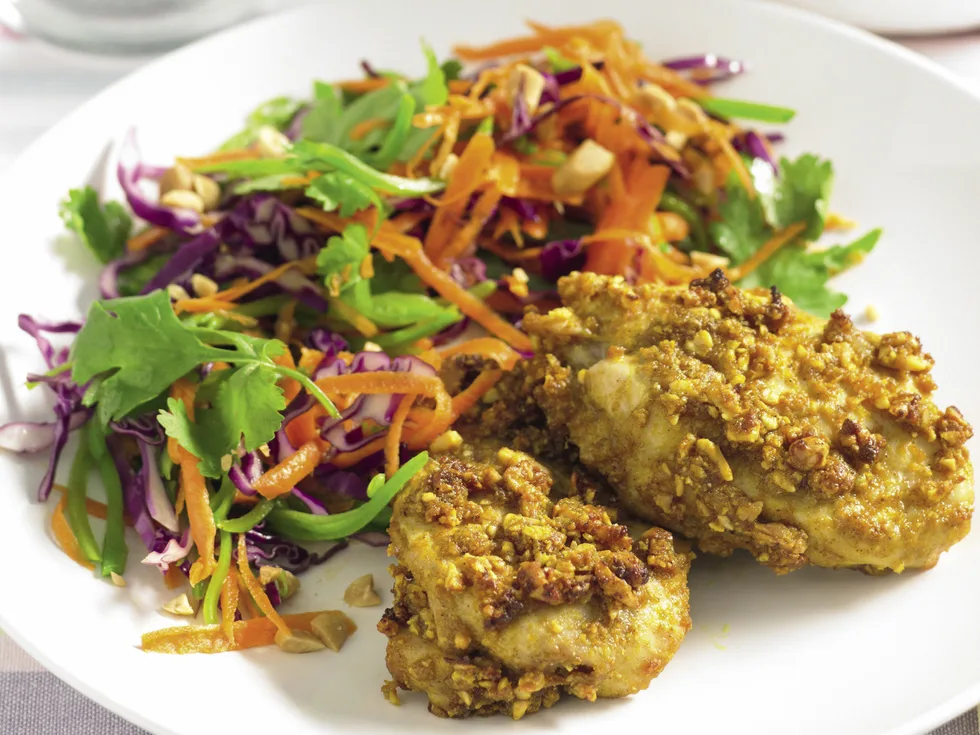Roast Satay Chicken with Vegie Slaw