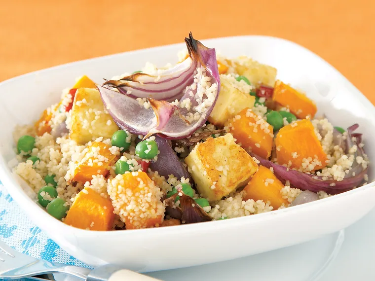 Pumpkin, Haloumi and Pea Couscous