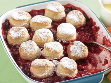 Plum and Raspberry Cobbler