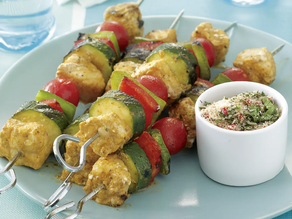 Tikka Fish Skewers with Coconut Sambal