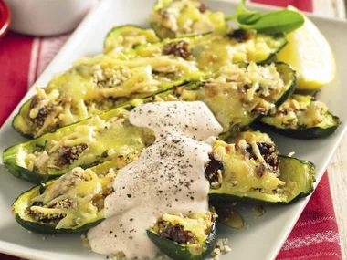 Couscous-stuffed Zucchini with Harissa Yogurt