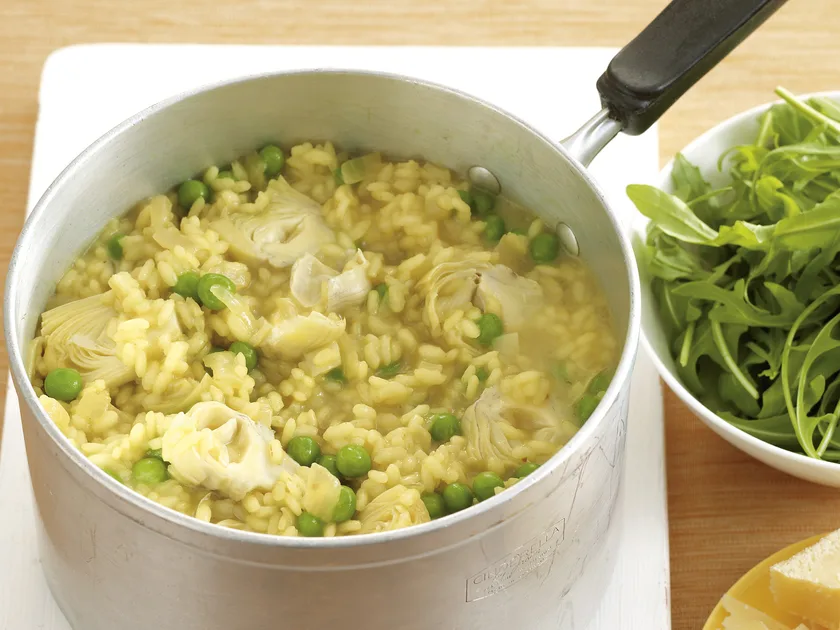 Artichoke and pea risotto