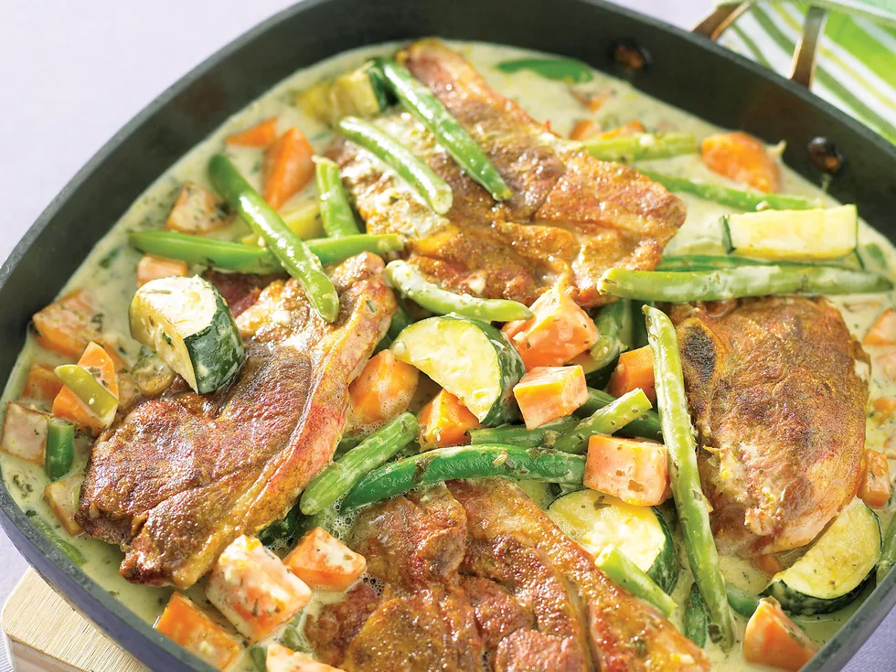 Stove-top dinners - Lamb with coconut vegies