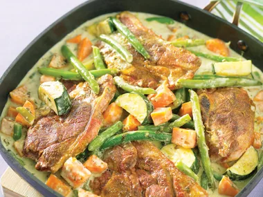 Stove-top dinners - Lamb with coconut vegies