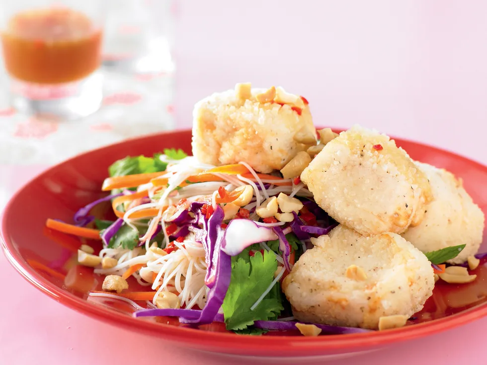 Salt and Pepper Tofu with Herb and Noodle Salad