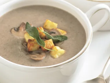 Mushroom with Haloumi Croutons