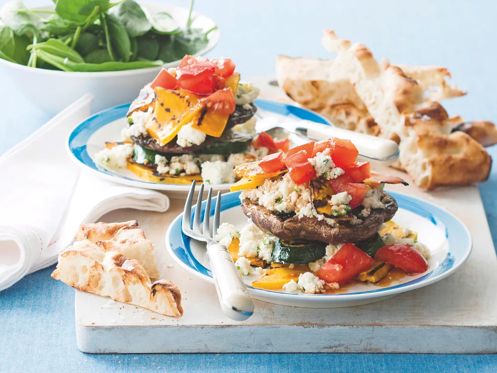 Barbecued Mushroom and Ricotta Stack