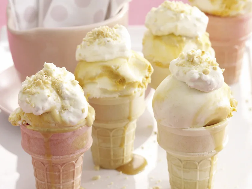 Salted peanut caramel sundaes