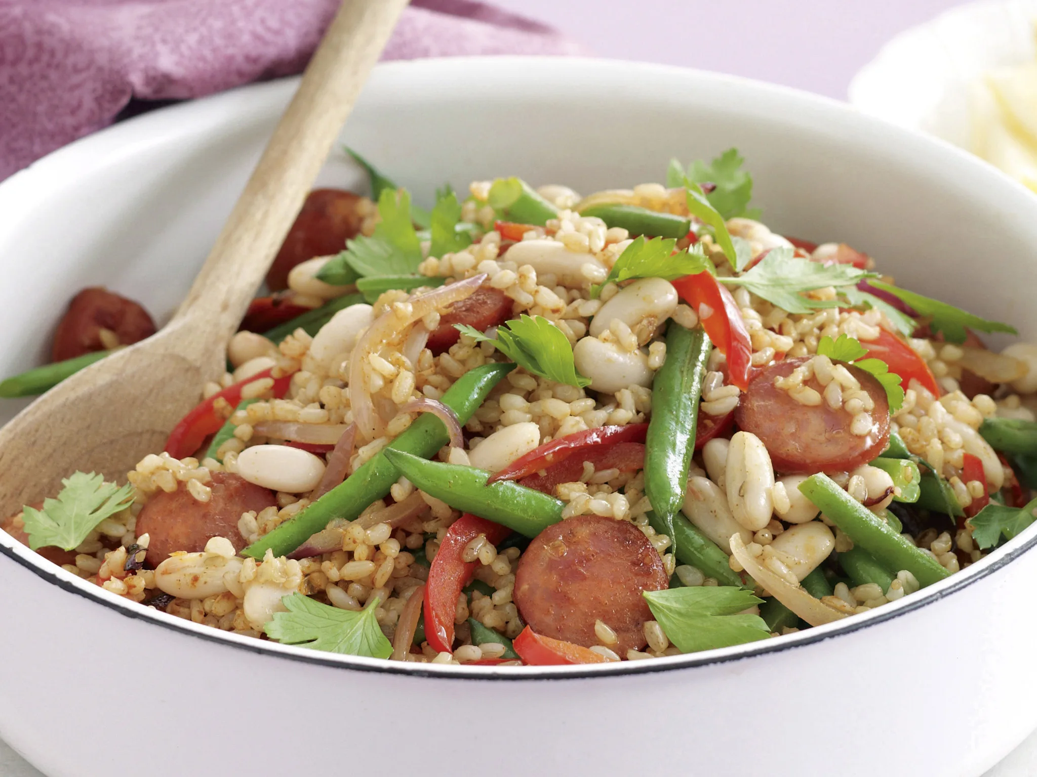 Chorizo with Brown Rice and Beans