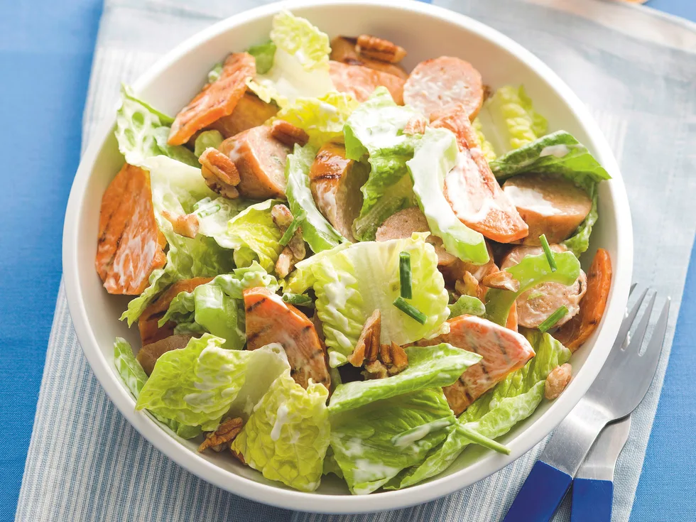 Kumara and Sausage Salad