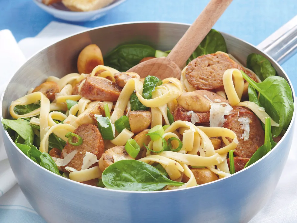 Pork Sausage and Mushroom Fettuccine