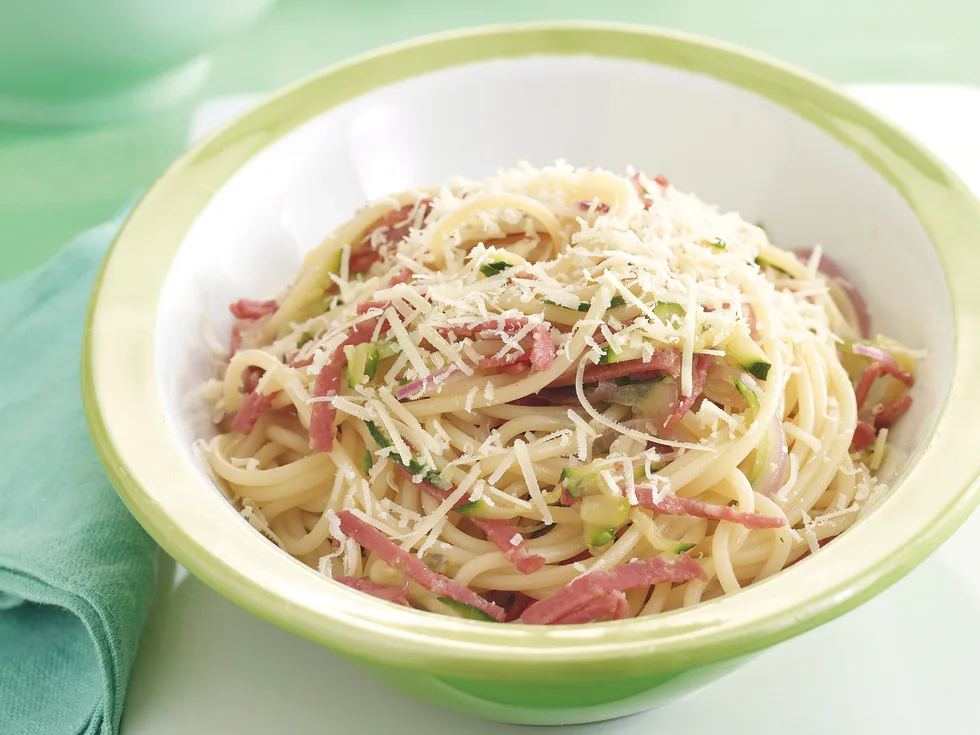 Salami and Zucchini Spaghetti