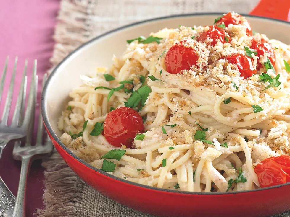 Salmon and Roast Tomato Spaghetti
