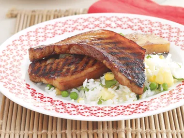 Sticky Pork with Pineapple Rice Salad