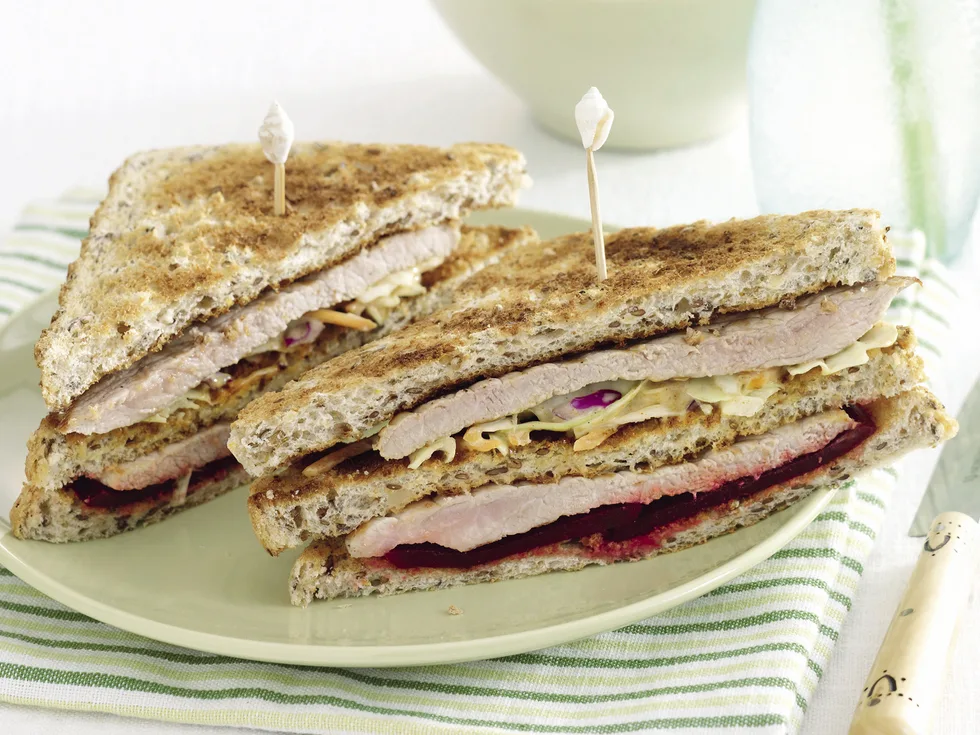 Triple-decker Pork and Slaw Sandwich