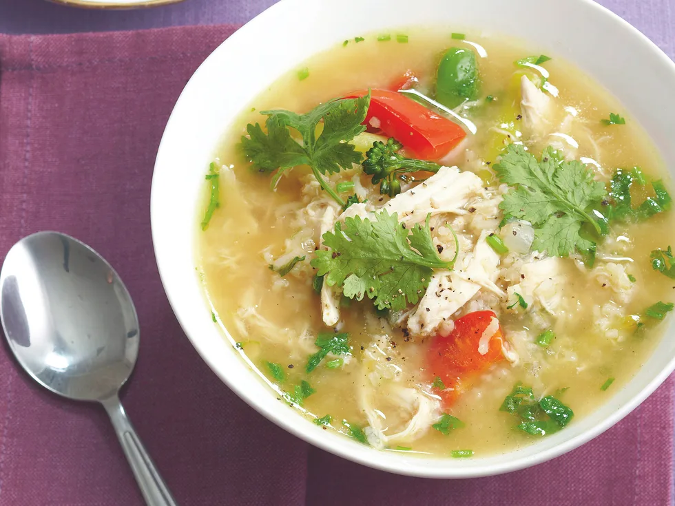 Asian chicken and rice soup