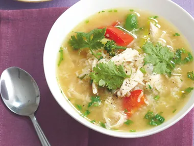 Asian chicken and rice soup