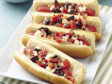 Greek-style Hot Dogs