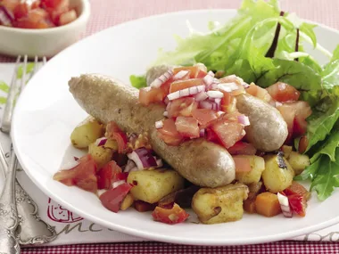 Spicy Sausage and Vegie Hash with Fast Salsa