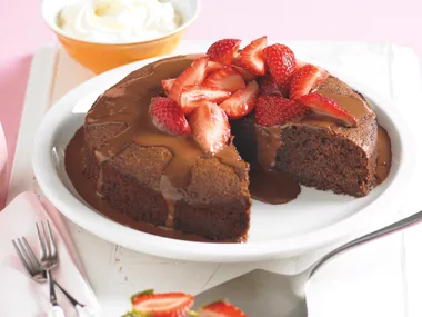 Chocolate Cake with Chocolate Sauce