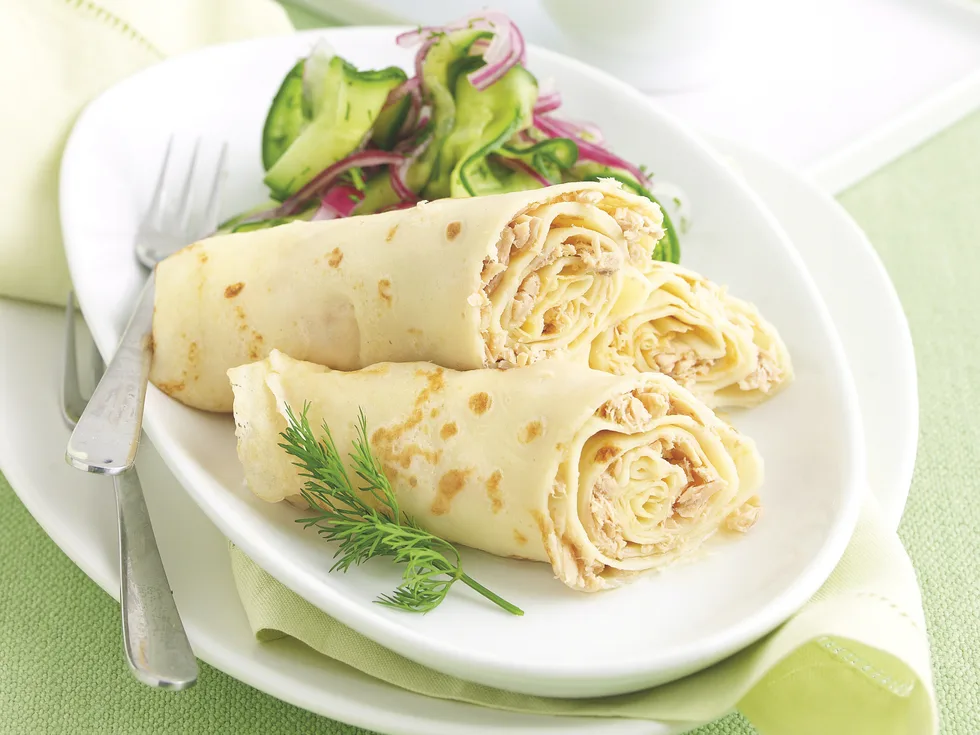 Salmon Crepes with Marinated Cucumber