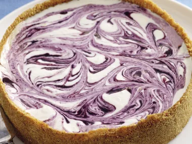 Coconut Blueberry Marble Cheesecake