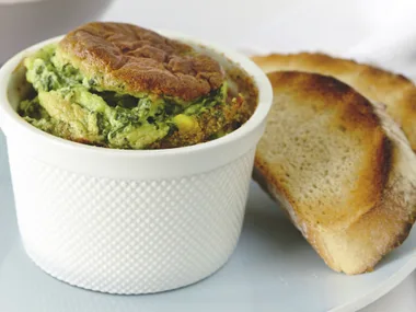 English Spinach, Fetta and Corn Souffles