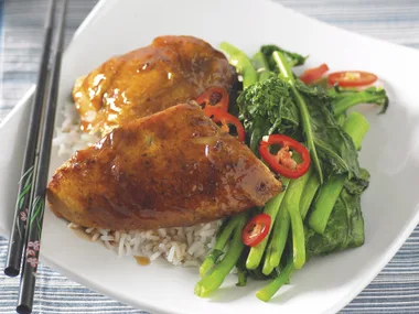 Sticky Chicken with Chinese Broccoli