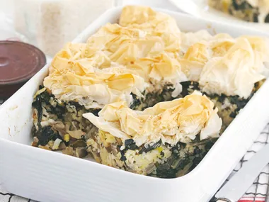 Silverbeet and Lemon Rice Pie