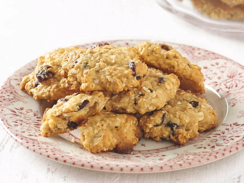 Oat, cranberry and white choc chip cookies