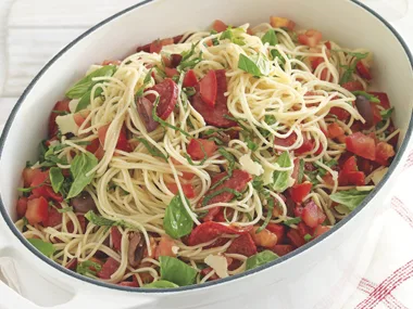 Pasta with Fresh Tomato Basil and Salami