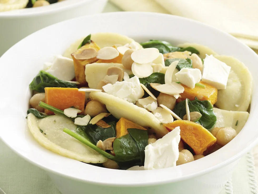 Eggplant Agnolotti with Chickpeas and Pumpkin