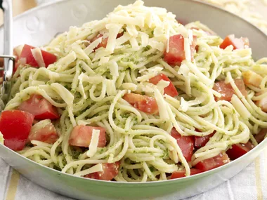 Spaghetti with Broad Bean Parsley Pesto