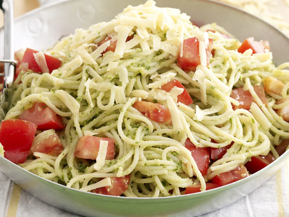 Spaghetti with Broad Bean Parsley Pesto