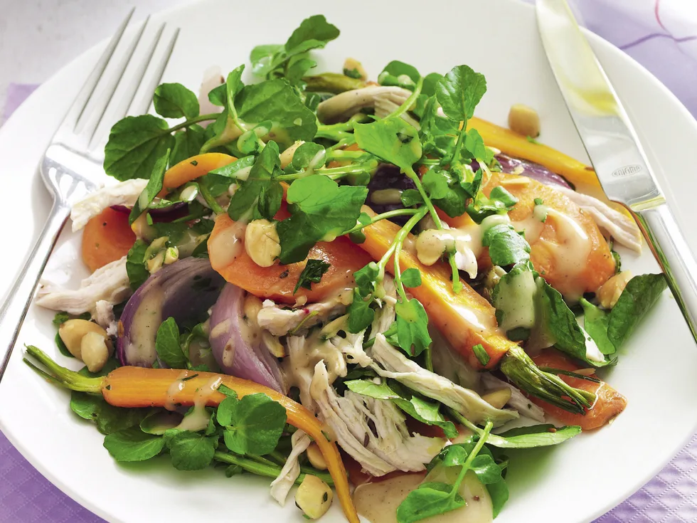 Roast Carrot and Chicken Salad
