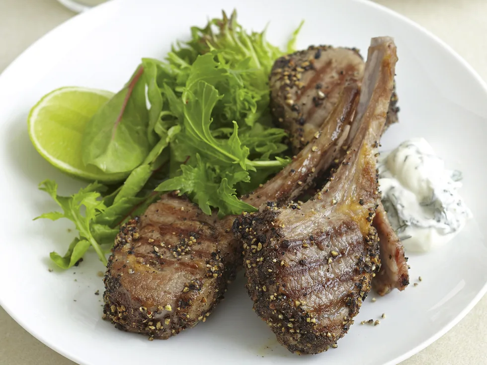Pepper-crusted Lamb with Mint Yogurt