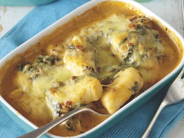 Saucy Bakes - Baked gnocchi florentine