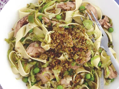 Salmon Pasta with Pesto Crumbs