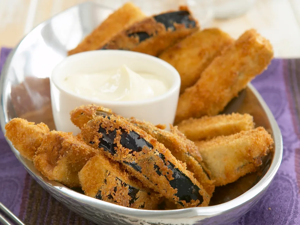 Deep-fried eggplant fingers with aioli