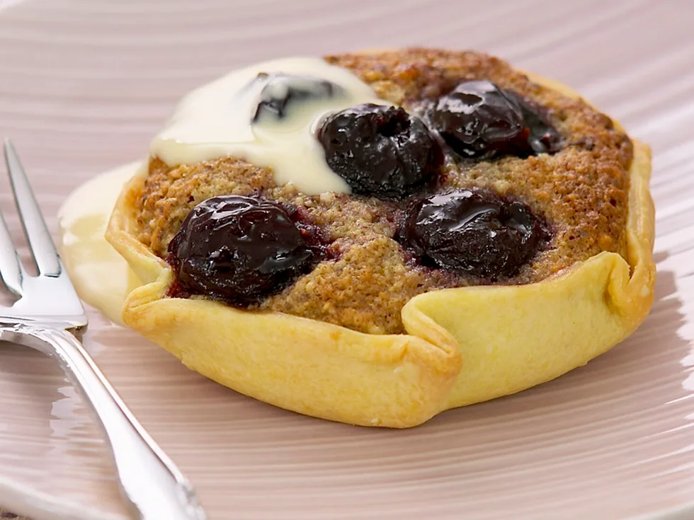 Free-form cherry hazelnut tarts
