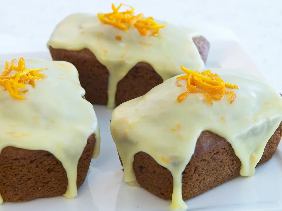 gingerbread loaves with orange icing